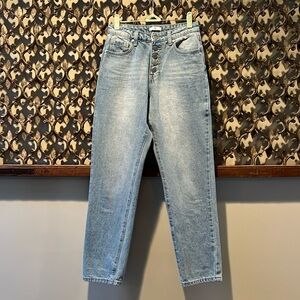 BP high waist mom jeans. Button fly. Light denim